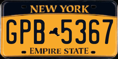 NY license plate GPB5367
