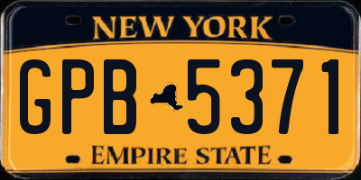 NY license plate GPB5371