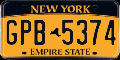 NY license plate GPB5374