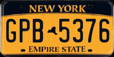 NY license plate GPB5376