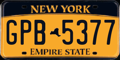 NY license plate GPB5377