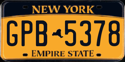 NY license plate GPB5378