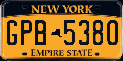 NY license plate GPB5380
