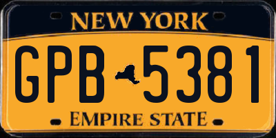 NY license plate GPB5381