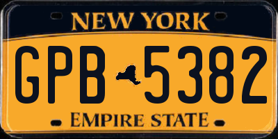 NY license plate GPB5382