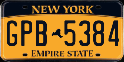 NY license plate GPB5384