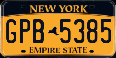NY license plate GPB5385