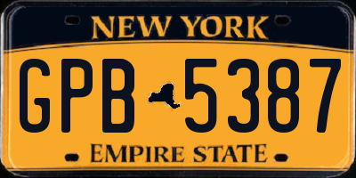 NY license plate GPB5387