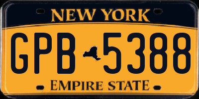 NY license plate GPB5388