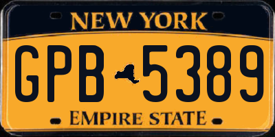 NY license plate GPB5389