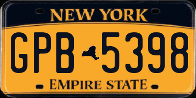 NY license plate GPB5398