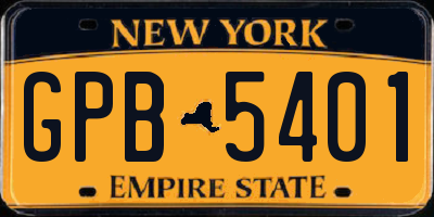 NY license plate GPB5401