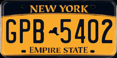 NY license plate GPB5402