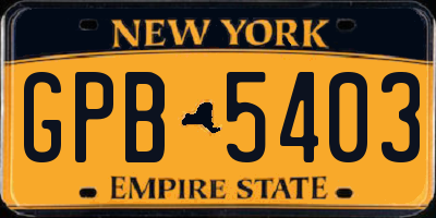 NY license plate GPB5403