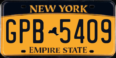 NY license plate GPB5409