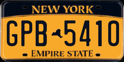 NY license plate GPB5410