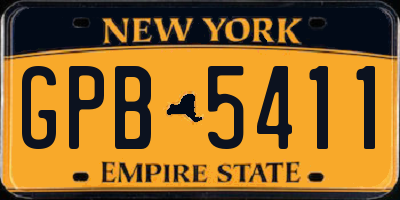 NY license plate GPB5411