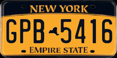 NY license plate GPB5416