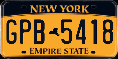 NY license plate GPB5418