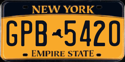 NY license plate GPB5420
