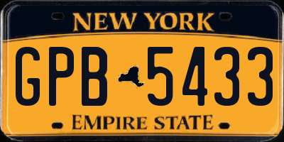NY license plate GPB5433