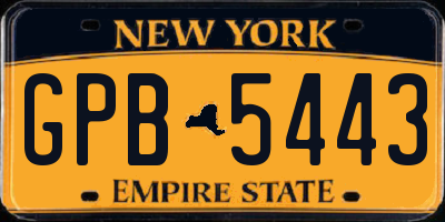 NY license plate GPB5443