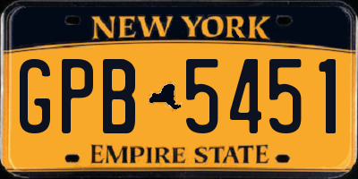 NY license plate GPB5451