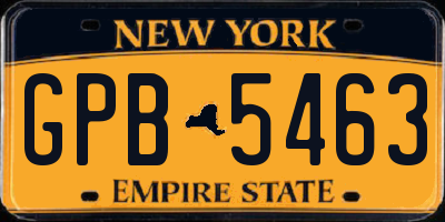 NY license plate GPB5463
