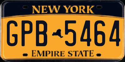 NY license plate GPB5464
