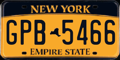 NY license plate GPB5466