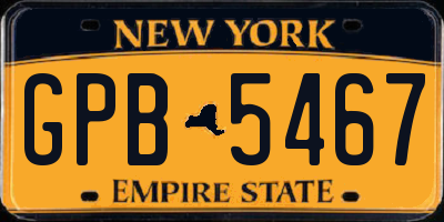 NY license plate GPB5467