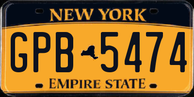 NY license plate GPB5474