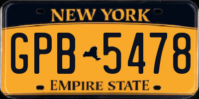 NY license plate GPB5478