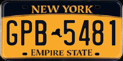 NY license plate GPB5481
