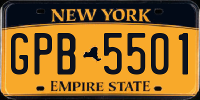 NY license plate GPB5501