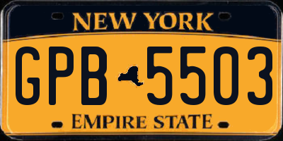 NY license plate GPB5503