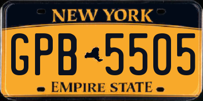 NY license plate GPB5505