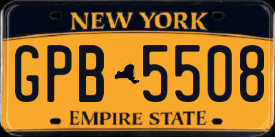 NY license plate GPB5508