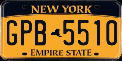 NY license plate GPB5510