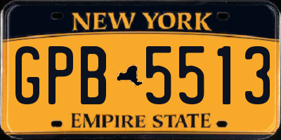 NY license plate GPB5513