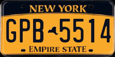 NY license plate GPB5514