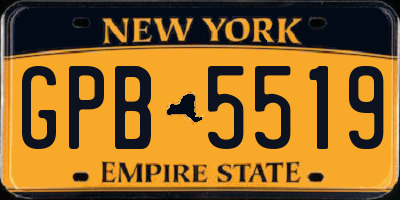 NY license plate GPB5519