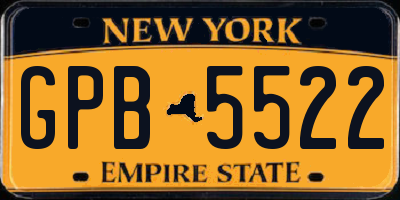 NY license plate GPB5522