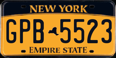 NY license plate GPB5523