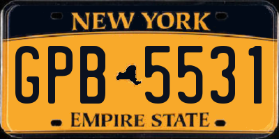 NY license plate GPB5531