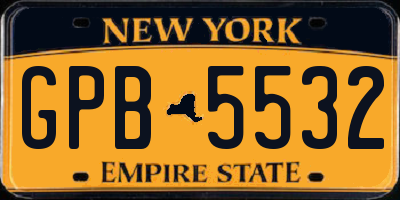 NY license plate GPB5532