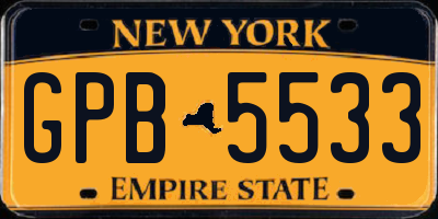 NY license plate GPB5533