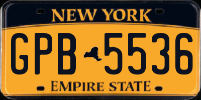 NY license plate GPB5536