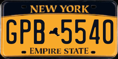 NY license plate GPB5540
