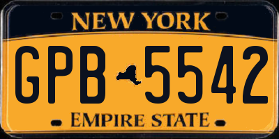 NY license plate GPB5542